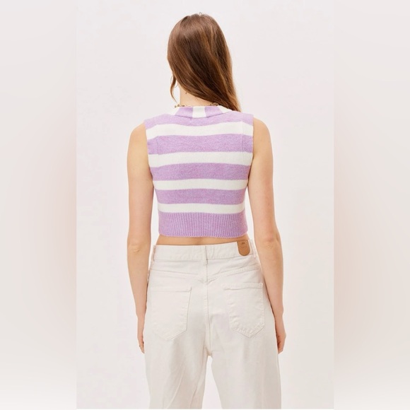 For Love and Lemons Maud Crop Sweater Vest in Lavender & White Size Small NWT - Picture 3 of 6